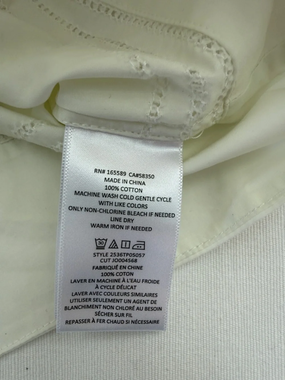 Joie Cream Eyelet-Trim Button Front Blouse - Picture 5 of 5